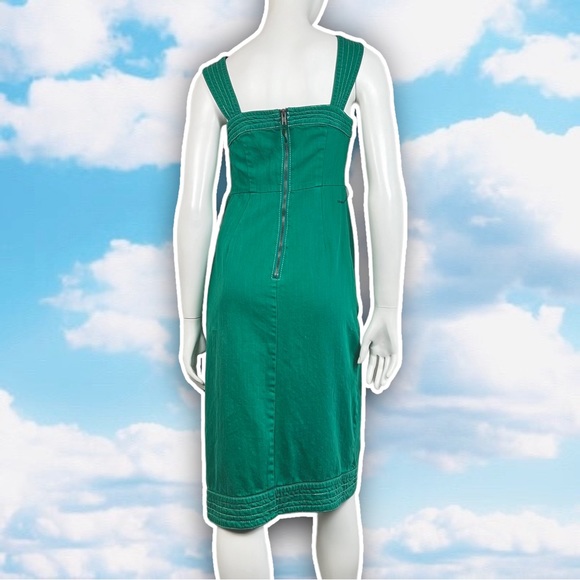 ANTHROPOLOGIE Maeve Elizabeth Button-Front Dress Green Christmas Retro Career - Picture 7 of 10